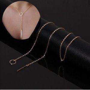 Simple Circle & Bar Lariat Necklace
